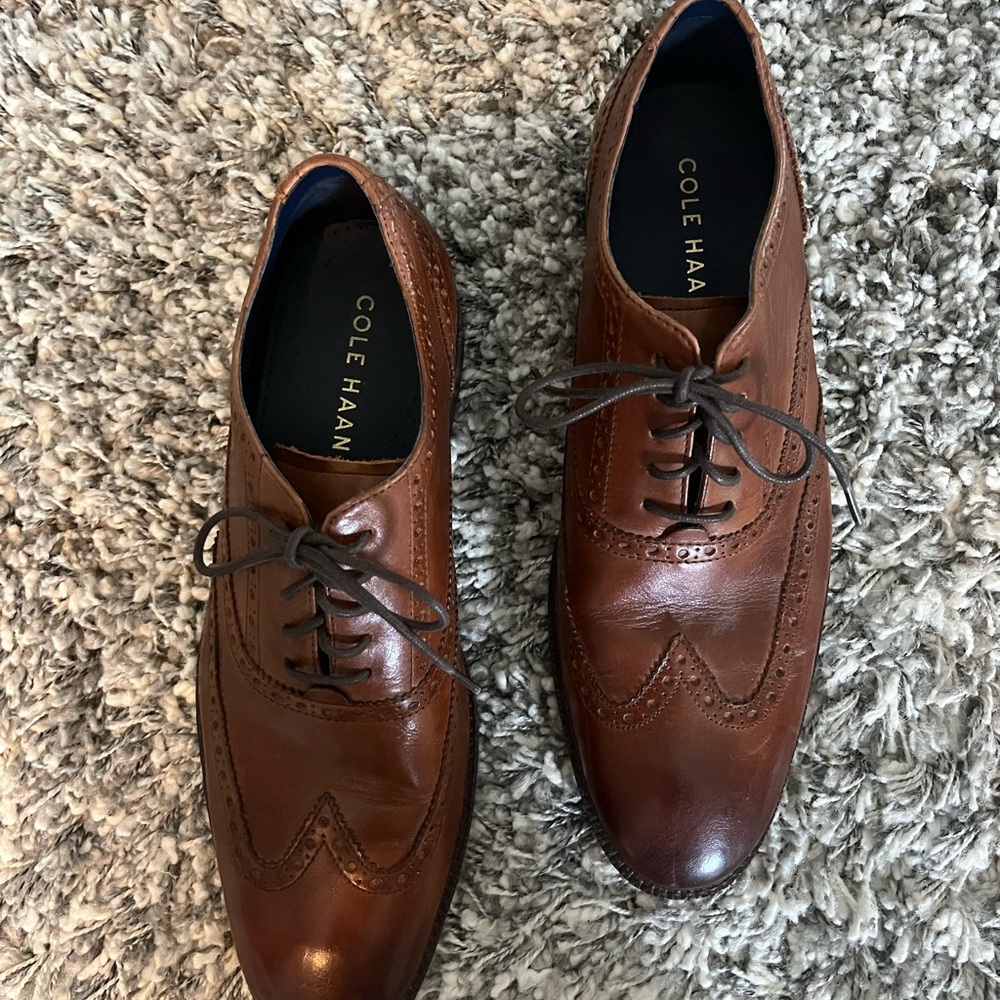 Cole Haan Men's Tan Leather Wingtip Oxfords